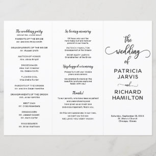Programa de Casamento Tri-fold Minimalista Elegant