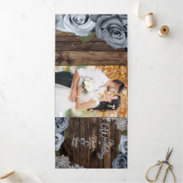 Programa de Casamento Trifold de Madeira Rústica A