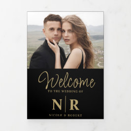 Programa de Casamento Triplo de Monograma de Casam