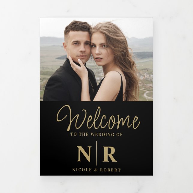 Programa de Casamento Triplo de Monograma de Casam (Cobrir)