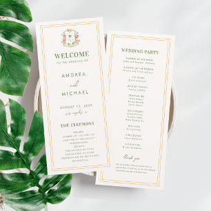 Programa de Casamento Tropical com Monograma de Pa
