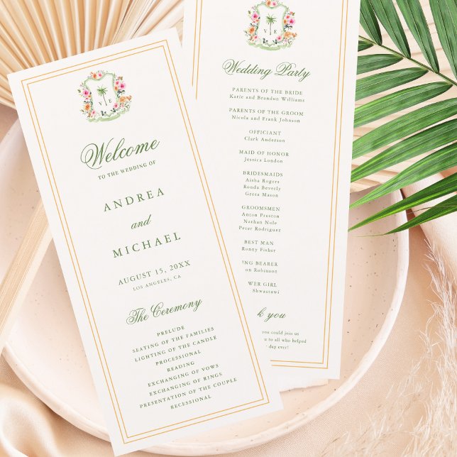 Programa de Casamento Tropical de Monograma de Pal (Criador carregado)