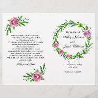 Programa de casamento verde. Cerimônia de Verão
