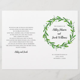 Programa de casamento verde. Cerimônia de verão na