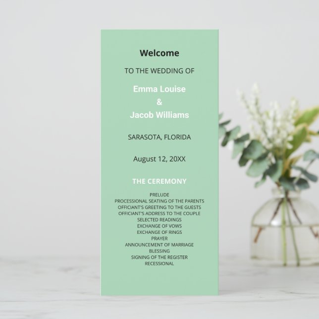 Programa de Casamento Verde da Modern Mint (Em pé/Frente)