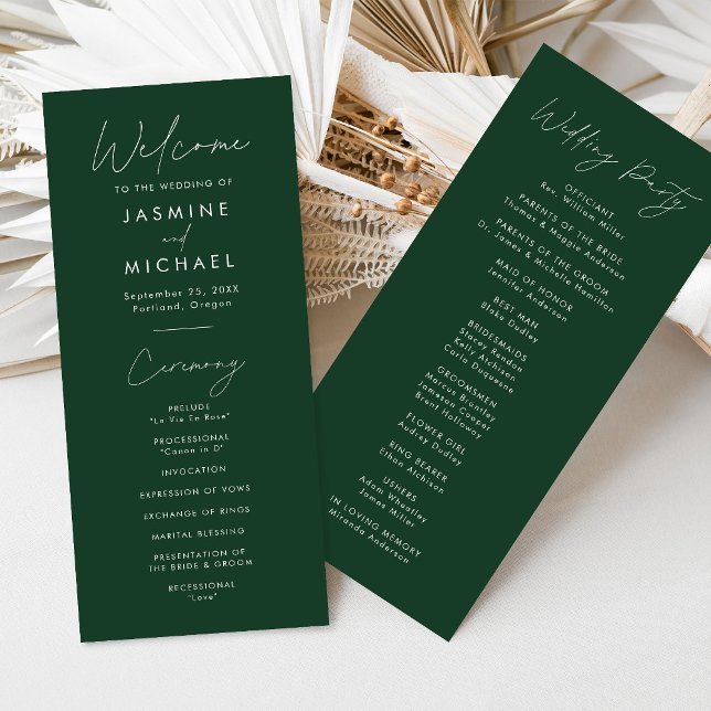 Programa de Casamento Verde de Script Moderno (Criador carregado)