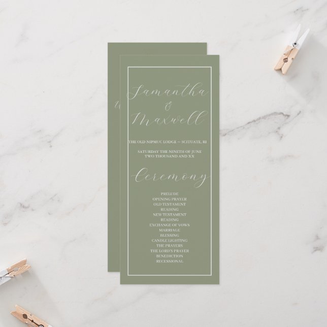 Programa de Casamento Verde do Minimalista Boho Sa (Frente/Verso In Situ)