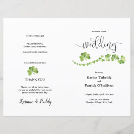 Programa de casamento verde do trevo irlandês