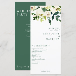 Programa de Casamento Verde e Branco Floral Branco