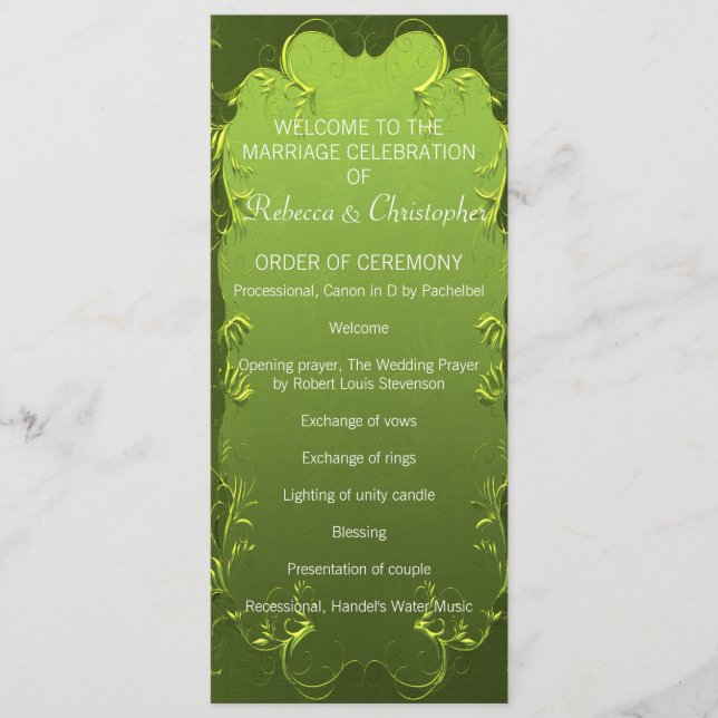 Programa de Casamento Verde Elegante (Frente)