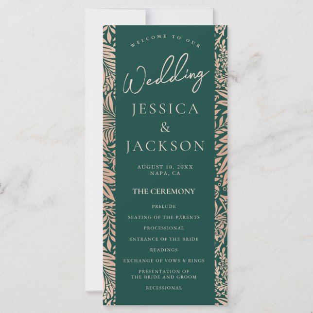Programa de Casamento Verde Esmeralda e Dourado Ro (Frente)