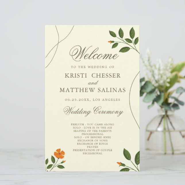 Programa de Casamento Verde Mínimo Eucalyptus Deix (Em pé/Frente)