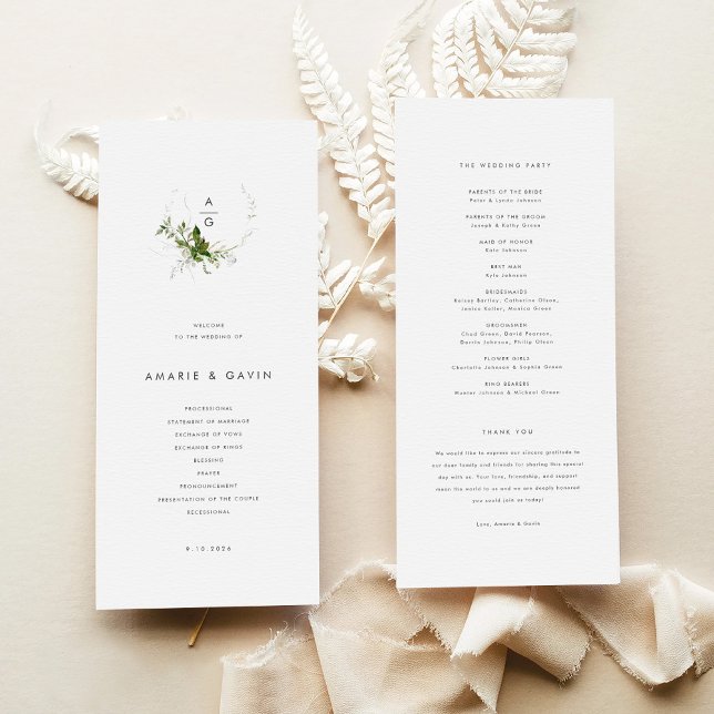 Programa de Casamento Verde Moderno (Modern Greenery Wedding Program)