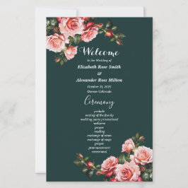 Programa de casamento verde para rosas vermelhas c