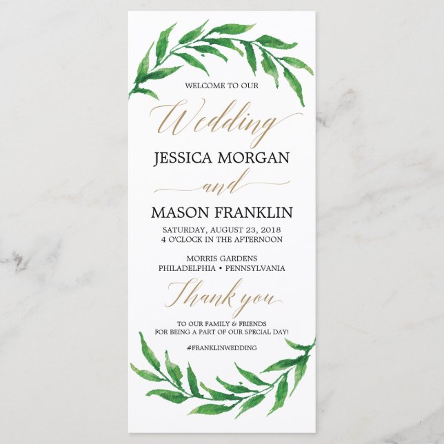 Programa de Casamento Verde - Programa da Cerimôni (Frente)