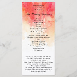 Programa de casamento vermelho aquarela. Cerimônia