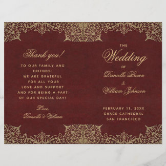 Programa de Casamento Vermelho Dourado Borgonha An
