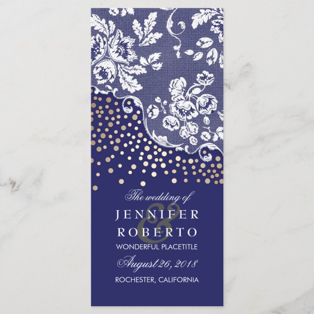 Programa de Casamento vintage de Confetti Lace/Dou (Frente)