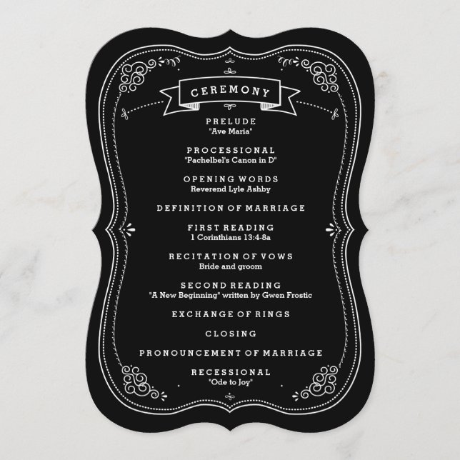 Programa de Casamento vintage do quadro de ricos (Frente)