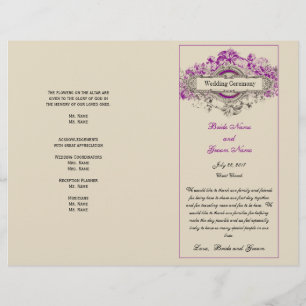 Programa de Casamento vintage Floral Roxo