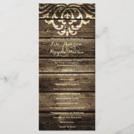 Programa de Casamento vintage Rustic Barn Wood Dam