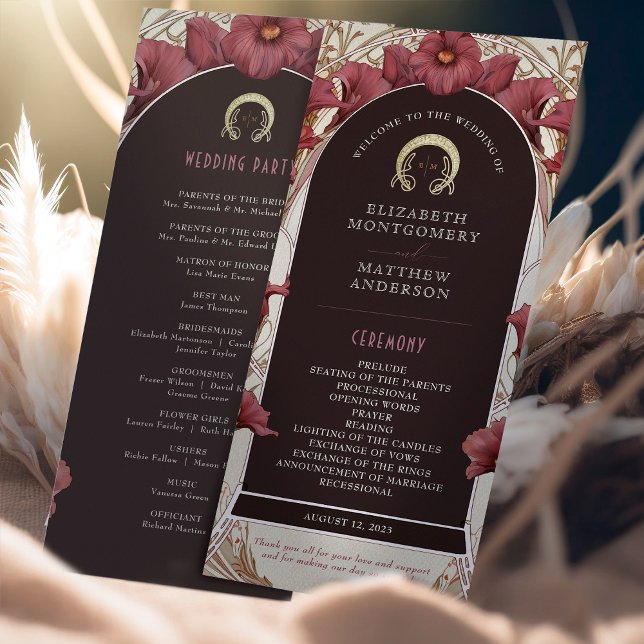 Programa de Casamento Violet Calla Lily Art Nouvea (Criador carregado)