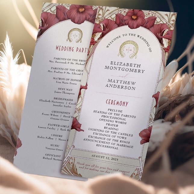 Programa de Casamento Violet Calla Lily Art Nouvea (Criador carregado)