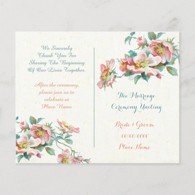 programa de casamentos vintage bonitos (Frente)