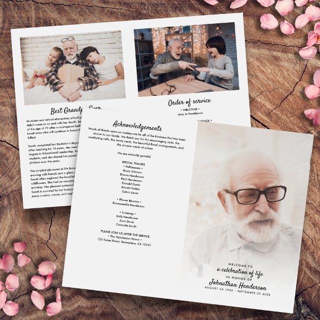 Programa de Celebração da Vida com 3 Fotos Dobráve (Criador carregado)