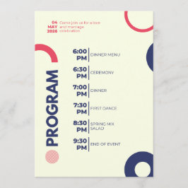 Programa de Celebração de Casamento – Moderno Verm