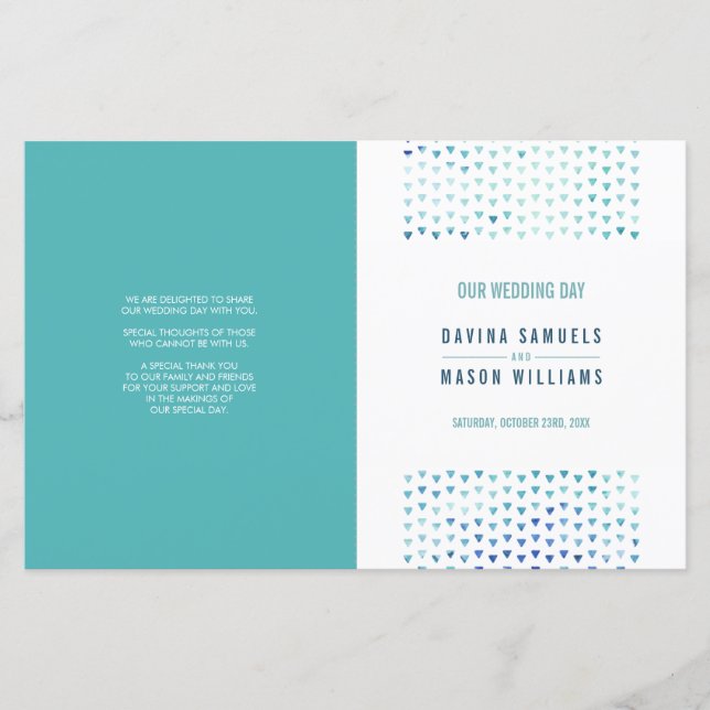 PROGRAMA DE CEREMÔNIA DO CASAMENTO - padrão azul (Frente)