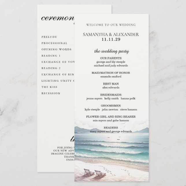 Programa de Cerimônia de Cadeiras de Praia (Frente/Verso)