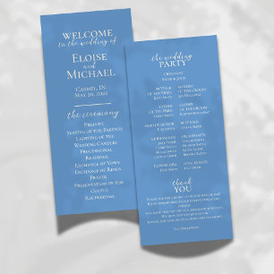 Programa de Cerimônia de Casamento Azul Costeiro