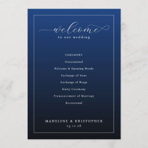 Programa de Cerimônia de Casamento Azul-Marinho El