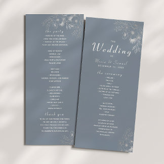 Programa de Cerimônia de Casamento Azul Poético El