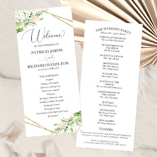 Programa de Cerimônia de Casamento Bem-vindo com F