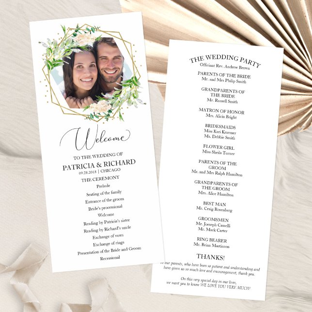 Programa de Cerimônia de Casamento Bem-vindo com F (Criador carregado)
