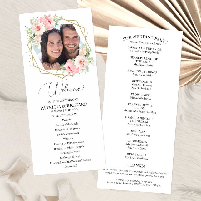 Programa de Cerimônia de Casamento Bem-vindo com F (Criador carregado)