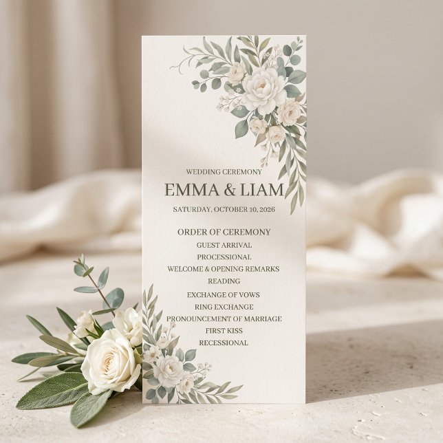 Programa de Cerimônia de Casamento Botânico em Ver (Criador carregado)