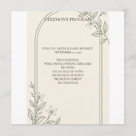 Programa de Cerimônia de Casamento Botânico Oliva