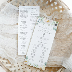 Programa de Cerimônia de Casamento Católico Branco