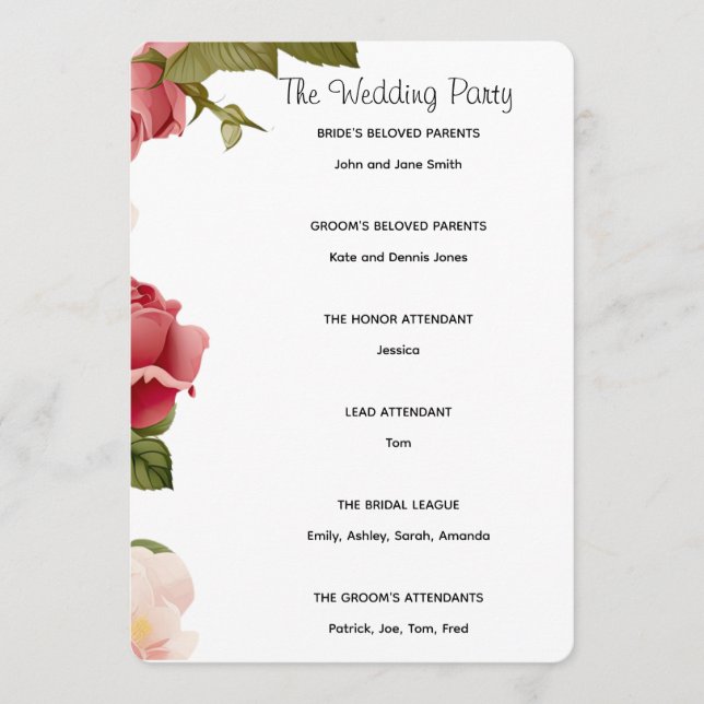 Programa de Cerimônia de Casamento com Aquarela Fl (Frente)
