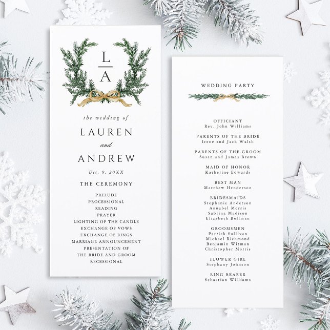 Programa de Cerimônia de Casamento com Arco Dourad (Front & Back)