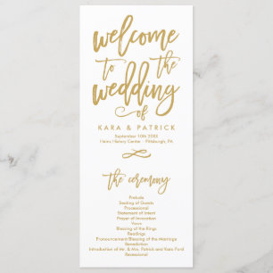 Programa de Cerimônia de Casamento com Chic Letter