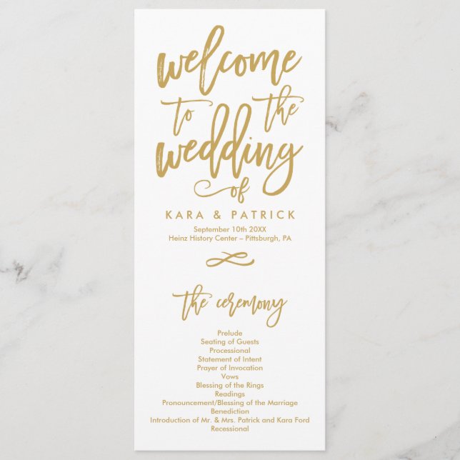 Programa de Cerimônia de Casamento com Chic Letter (Frente)