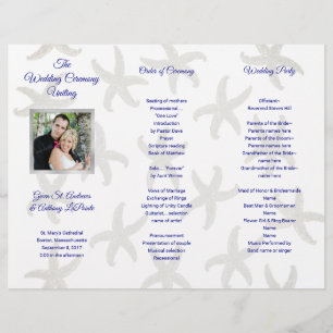Programa de Cerimônia de Casamento com Dobradura d