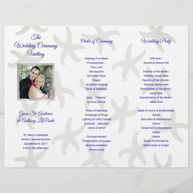 Programa de Cerimônia de Casamento com Dobradura d (Frente)
