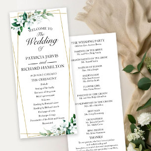 Programa de Cerimônia de Casamento com Folhagens F