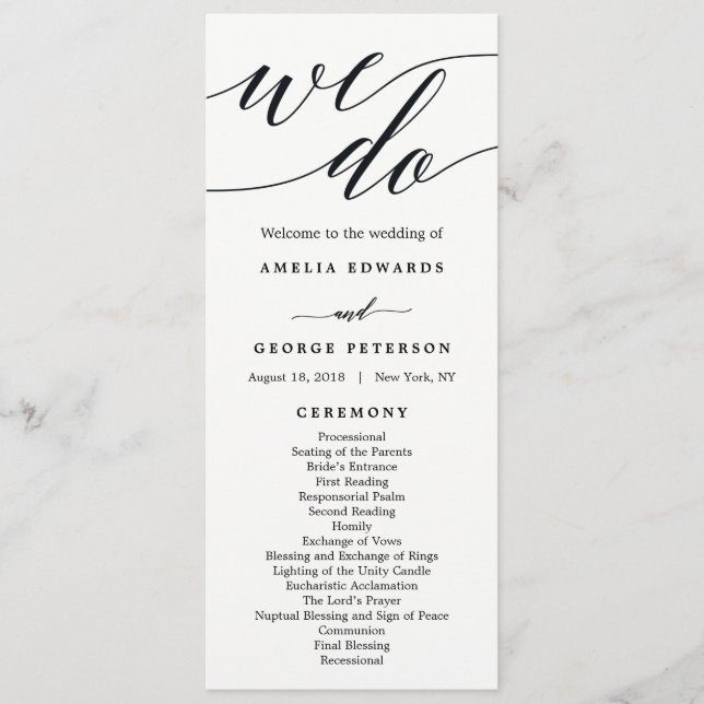 Programa de Cerimônia de Casamento com Roteiro Mod (Frente)