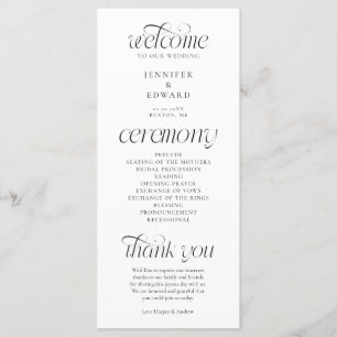 Programa de Cerimônia de Casamento com Tipografia